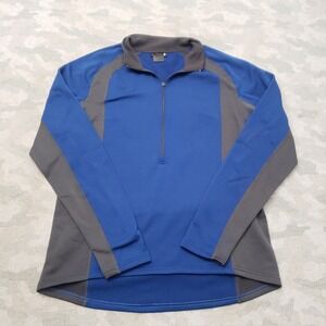 REI Jacket Mens Large Blue Cycling Running Fleece Quarter Zip Pullover